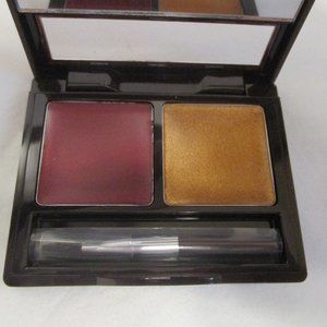 GARNET RED GOLD Lipstick Color Duo Mirror Compact with Lip Brush NIB